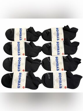 Bombas 8-Pack, Ankle Sock Tech Black Honeycomb Blister Tab Performance Medium